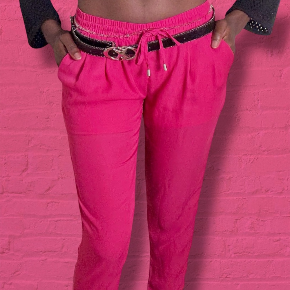 Hot Pink Silky Cuffed Trousers